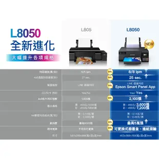 【EPSON 】L8050六色連續供墨相片/光碟/ID卡印表機