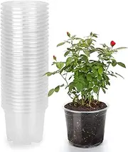 OUPSAUI 3.5 inch Nursery Pots, 30 Pack, Clear, Reusable Plastic Planters with Drainage Holes, for Plants, Seed Starter Pots, Indoor Outdoor Use