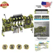 Green Power Tool Storage Rack with Individual Switches & Heavy-Duty Design