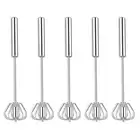 2X(Hand Push Whisk, Semi-Automatic Egg Whisk, Stainless Steel Egg Whisks6090