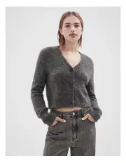 [Unison] Lofty Cropped Cardigan in Grey