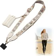 FOTN Crossbody Phone Strap with Zippered Pouch,Clip and Go Strap for Phone with Wallet,Adjustable Phone Lanyard Wrist Strap