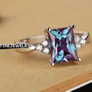 925 Sterling Silver Octagon Cut Natural Alexandrite Gemstone Women Handmade Ring