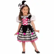 Jester Girl Harlequin Clown Costume - Child