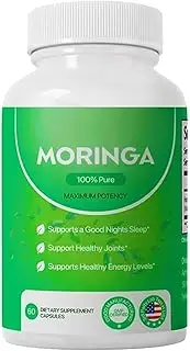 Moringa Capsules - Pure Moringa Powder, Energy, Skin, Immune & Gut Health Superfood, Rich in Antioxidants, Essential Vitamins & Amino Acids, Natural Green Superfood Supplement - 60 Capsule (1pcs)