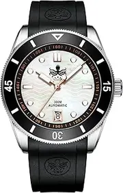 [PHOIBOS] Automatic Men's 300m Diver Watch with Wave Patterned Dial and Rubber Strap Wave Master PY010R