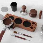 Coffee Tamper Mat Station Stand Portafilter Holder Support Base Rack Wood