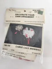 Vtg Merri Mac Tiny Treasure Ornament Kit Large White Lace Snowball #83-14 New