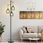 Dimmable Floor Lamp with 3 x 800LM LED Edison Bulbs,Tall Standing Lamp for Li...