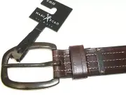 Mb374 Marc Ecko Brown Genuine Bonded Leather Men's Belt 1-1/2" Wide Size S 30-32