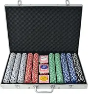 Poker Set with 1000 Chips Aluminium,Poker Chips & Sets 13.58KG-80183