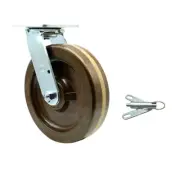 8 Inch High Temp Phenolic Swivel Caster with Bronze Bearing and Swivel Lock SCC