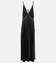 [Stella McCartney] Stella McCartney Crystal-embellished satin gown AU 6 black