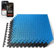SQUATZ 6pcs Gym Mat, Durable EVA Foam Interlocking Tiles & Non-Skid Textured