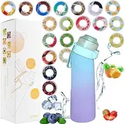 Air Water Bottle with Flavour Pods,650ml Starter Up Sports Water Bottles BPA Free 0% Sugar Flavour Pods Scented Water Cup Lockable Leakproof Water Bottle for Fitness and Outdoor (Blue Purple Gradient)