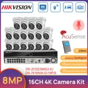 Hikvision Original 4K 16CH Security CCTV System 8MP AcuSense POE IR Camera Audio