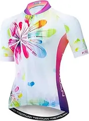 [JPOJPO] Women's Cycling Jersey Short Sleeve Bicycle Clothing Bike Shirt with 3 Pockets Quick-Dry Tops S-3XL