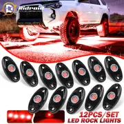 12X Red LED Pod Rock Lights For JEEP Offroad Truck UTV Bed Under Body Well Light