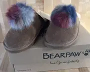 Bearpaw Alexia Suede Slipper Size 9 Retail $50.00 Hickory New With Box