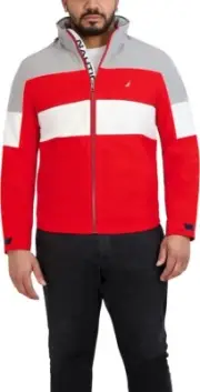 Nautica Men's Water Resistant Knit Mesh Collar Mechanical Stretch Jacket, M