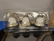 Bell Ornaments Set of 3 Silver and White 2in Papier-mache 351