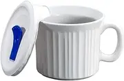 [CorningWare] Pop-Ins Mug with Vented Plastic Cover, 591 ml, White, 591 ml