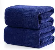 [SEISSO] Pack of 2 Bath Towel, Premium Bamboo Fibre Bath Sheets 90 x 160cm, Super Soft, Highly Absorbent and Quick Dry Bath Sheet, Use for Hotel, Spa, Bathroom, Sports Towels, Yoga Towel, Dark Blue