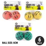 6x Rubber Play Balls Chew Toys Pet Dog Cat Fetch Catch Bite Practice Training