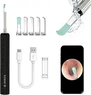 Ear Wax Removal Tool with Camera, Ear Cleaner with 1080P HD Otoscope, 3.5mm WiFi Earwax Remover, 6 LED Light and 4pcs Ear Scoops Replacement Cleaning Kit, Earwax Camera for iOS and Android, Black