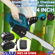 Brushless 14'' Chainsaw Wood Cutter Saw Battery Charger For Makita 18V x2(36V)