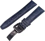 [GGZONE] RHAIYAN Compatible with IWC Strap Watch Accessories Watch Bracelet Genuine Leather Watch Belt Compatible with IWC Watch Strap Watch Band Specific (Color : Blue-Black Clasp, Size : 20mmWithMark)