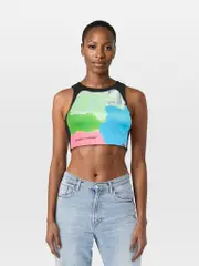 Brush Stroke Pattern Crop Top