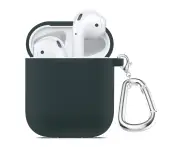 ZUSLAB AirPods 2 Case Silicone Skin Shockproof Full Protective Cover Supports Wireless Charging with Durable Carabiner for Apple - Green