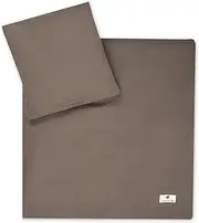 Julius Zöllner Muslin Children's Bed Linen 80 x 80 + 35 x 40 cm, 2-Piece Set Consisting of Duvet Cover and Pillowcase, 100% Cotton Muslin, with Zip, Standard 100 by Oeko-TEX, Nougat
