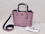 NWT COACH Crocodile-Embossed Leather Willow 24 Tote Ice Purple C8632