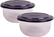 [Tupperware] Polypropylene Preludio Bowl (Set of 2,450 ml Each,White base with Black Lid)