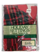 Plaid Tablecloth Cotton Runner Holiday Table Red Plaid Décor Washable Tablecloth