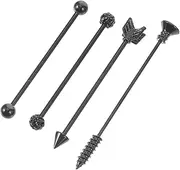 [Beavorty] 1Set Industrial Barbell Earrings Design Double Ear Holes Earbob for Cartilage Piercing Durable Jewelry for Men and Women