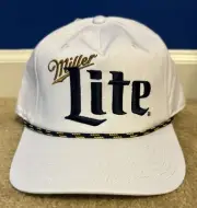 NEW Miller Lite Throwback White Rope Trim Adjustable SnapBack Golf Hat Cap
