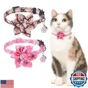 DILLYBUD Cat Collar with Bells- Breakaway Cat Collar for Girl Cats- Flower Ca