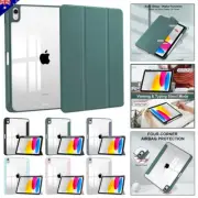 Smart Leather Flip Case Clear Cover For iPad Mini 5/6/7/8/9/10/11th Air 11" Pro