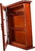 Hohopeti Wooden Wall Mount Small Cabinet for Keys Storage Vintage Wooden Key Holder with Hooks