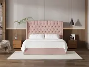 My Style Winged Headboard & Slimline Base - King / Rosewater / Gas Lift Base