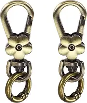 uxcell 2 Pcs Metal Keychain Clip Swivel Lobster Claw Clasp Quick Release Key Ring Detachable Double Opening Snap Hooks for Jewelry Making Crafts Backpack Bag Lanyard, Bronze Tone