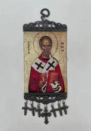 Saint Nicholas Tapestry Wall Hanging - Byzantine Religious Icon