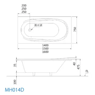 CAESAR 凱撒衛浴 MH014D MH014E MH014F 崁入式浴缸 免運