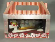 Dollhouse Miniature Snowmen Sledding Scenario/roombox in a Treat Box