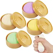 4 PCS Colorful Dumpling Squishy Stress Balls Fidget Sensory Toys,Simulation Food Squishies Bun with Little Steamer Squeeze Dough Ball Stress Relief Hand Toy,Anti-Anxiety Stretchy Toy for Kids Adult