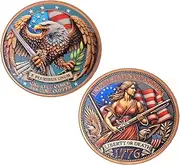 Katy Craig 1oz Liberty or Death USA Flag Eagle Colour .999 Fine Copper Round in Capsule