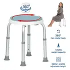 Adjustable Bath Shower Stool Adjustable Height Seat Rotating Swivel Round Safe
